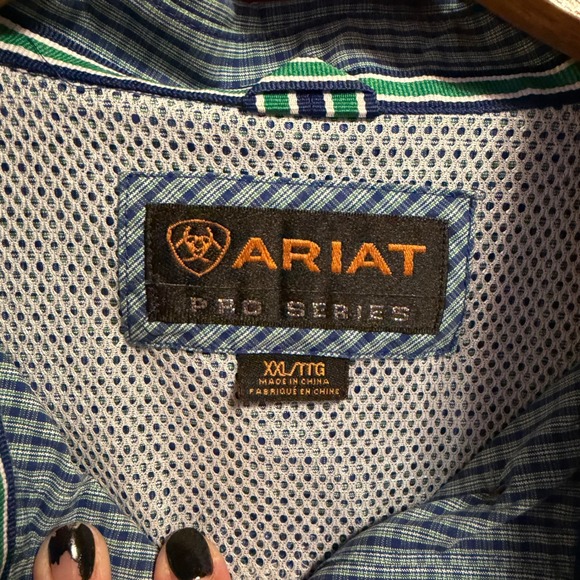 Ariat Pro Series Button Down Shirt Mens Size XXL Blue Plaid Western Workwear - Picture 3 of 7